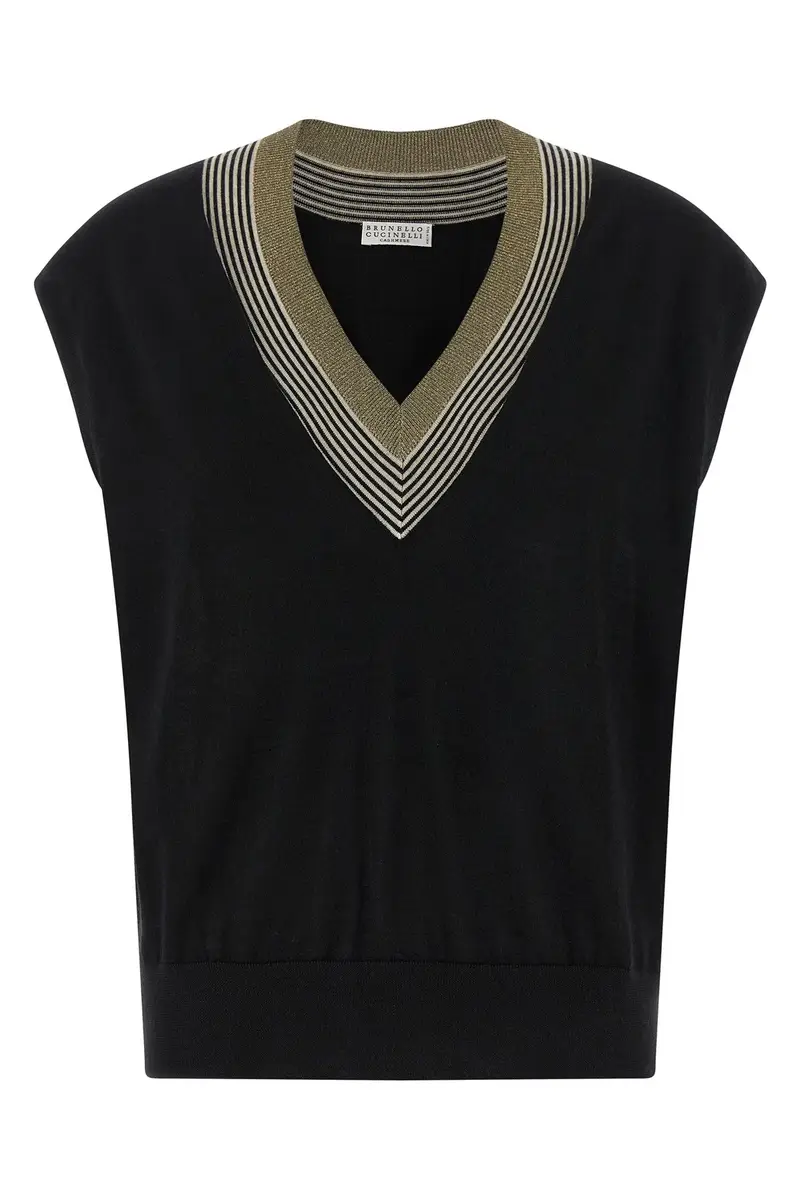 Gilet Sparkling Neckline Nero