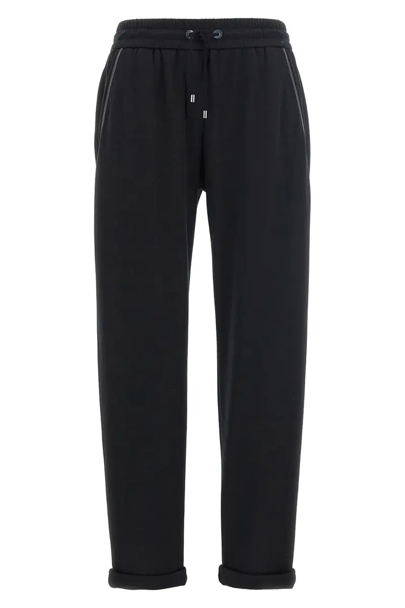 Brunello Cucinelli Jogging Nero in Misto Cotone
