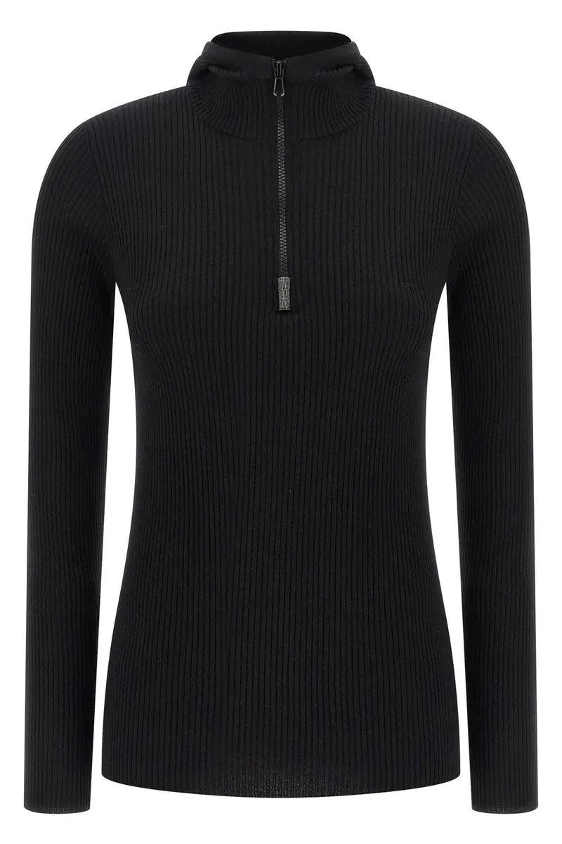 Maglia Con Cappuccio Monile Nero