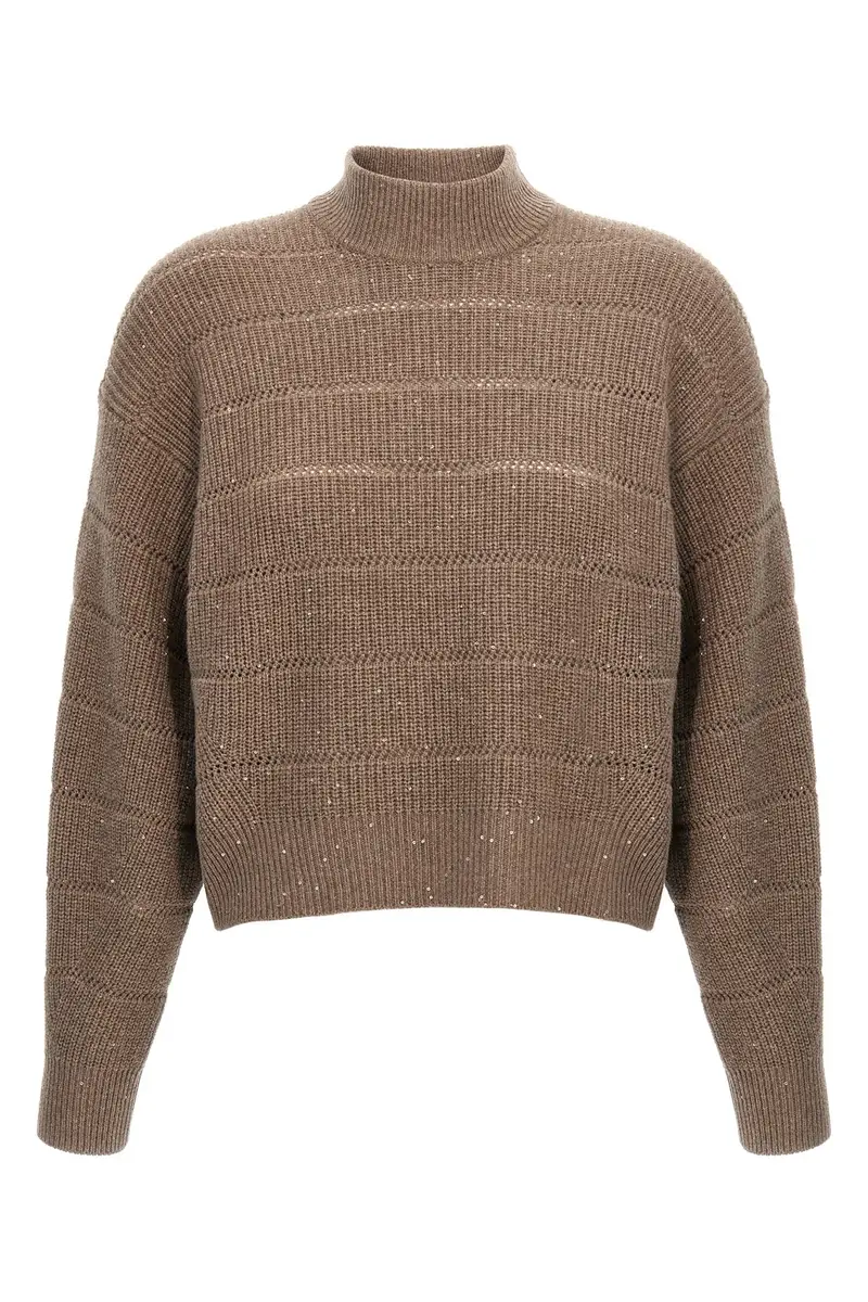 Maglia Crop 'Rustic Dazzling Net' Marrone