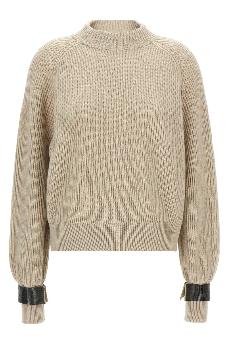 Maglione Polsini Monile Beige