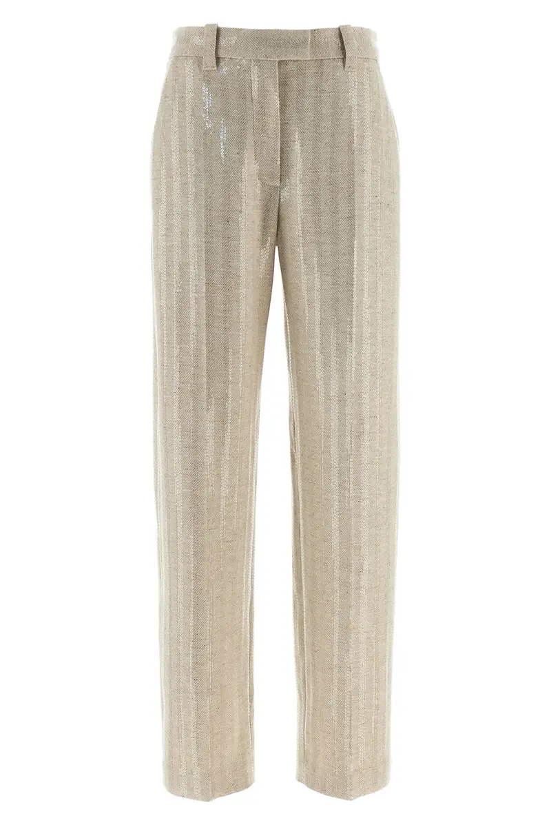 Pantalone Spigato Beige