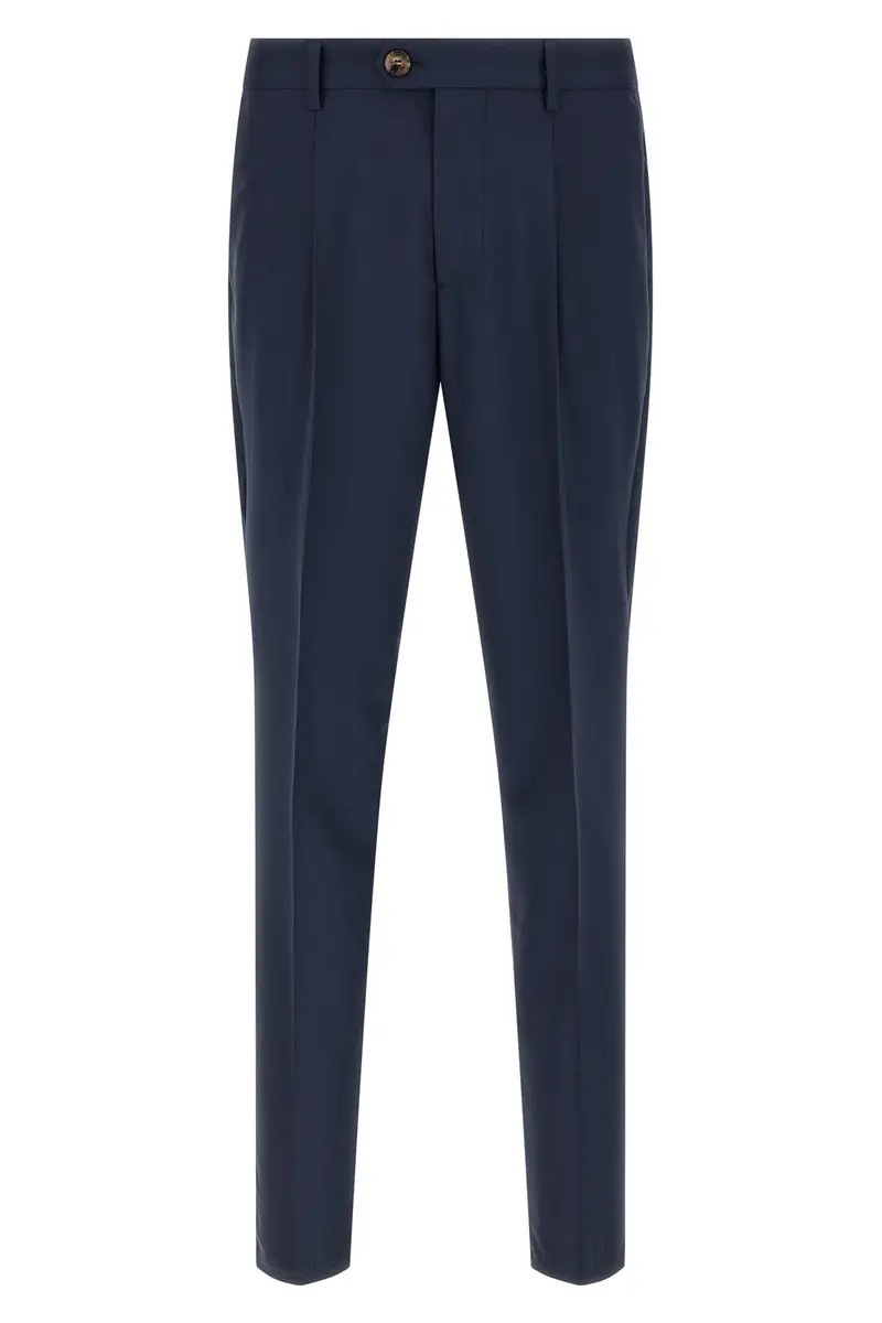 Pantalone Tela Di Lana Blu