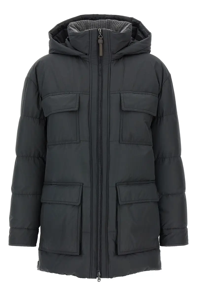 Piumino Collo Maglia Grigio