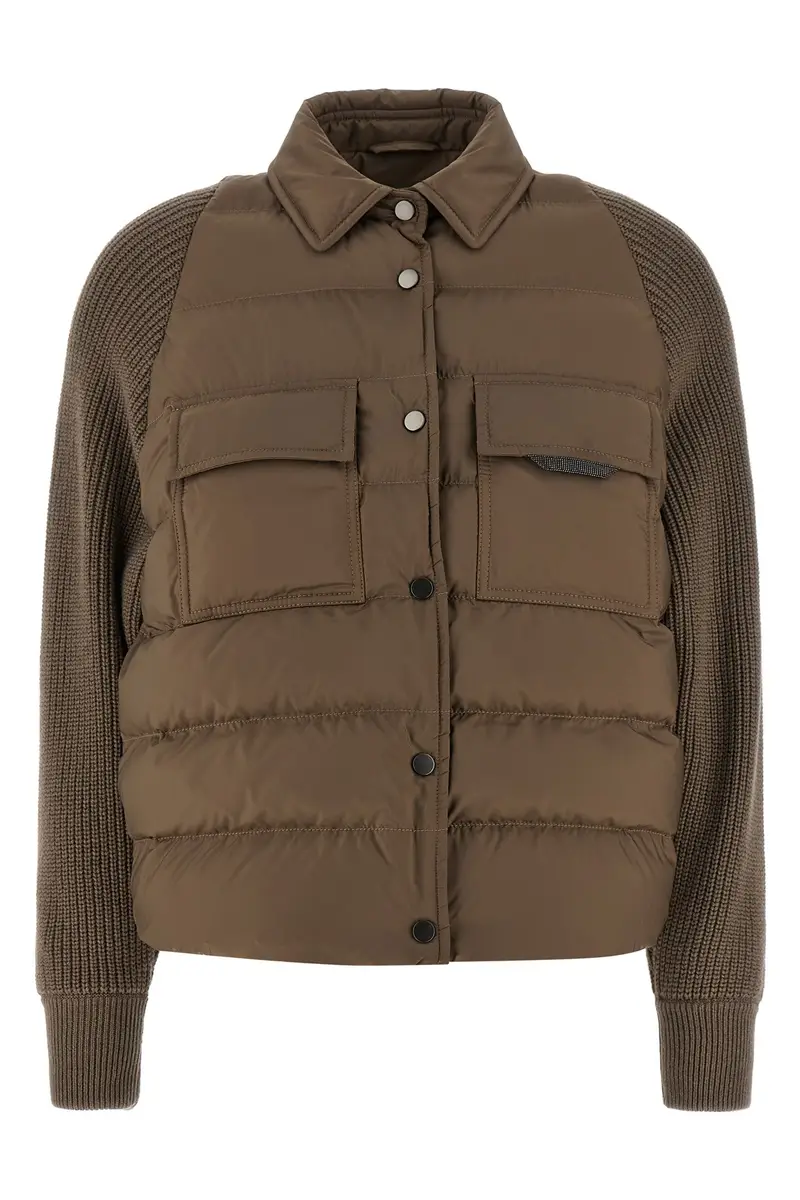 Piumino In Nylon Marrone