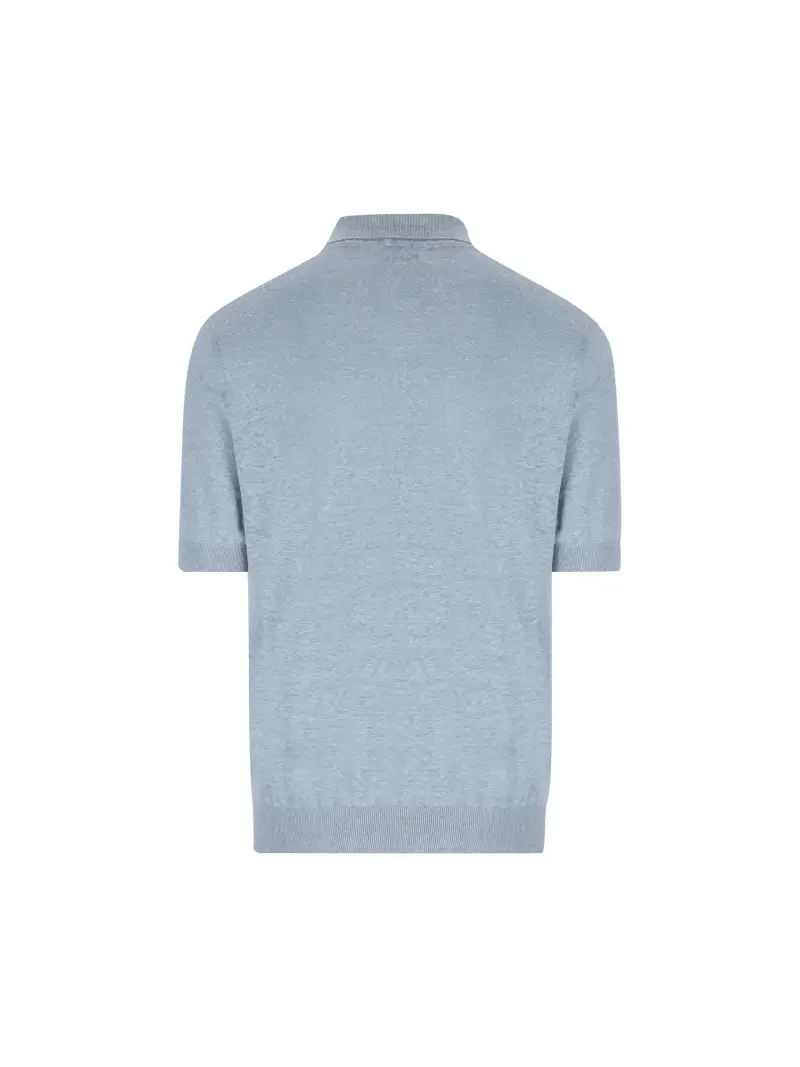 Polo In Lino AZZURRO miniatura 2