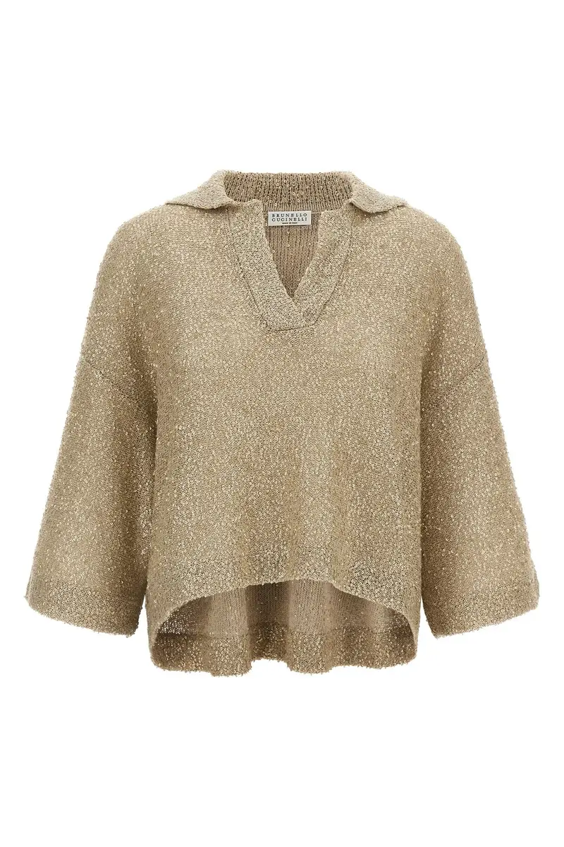 Polo In Maglia Shearling Beige