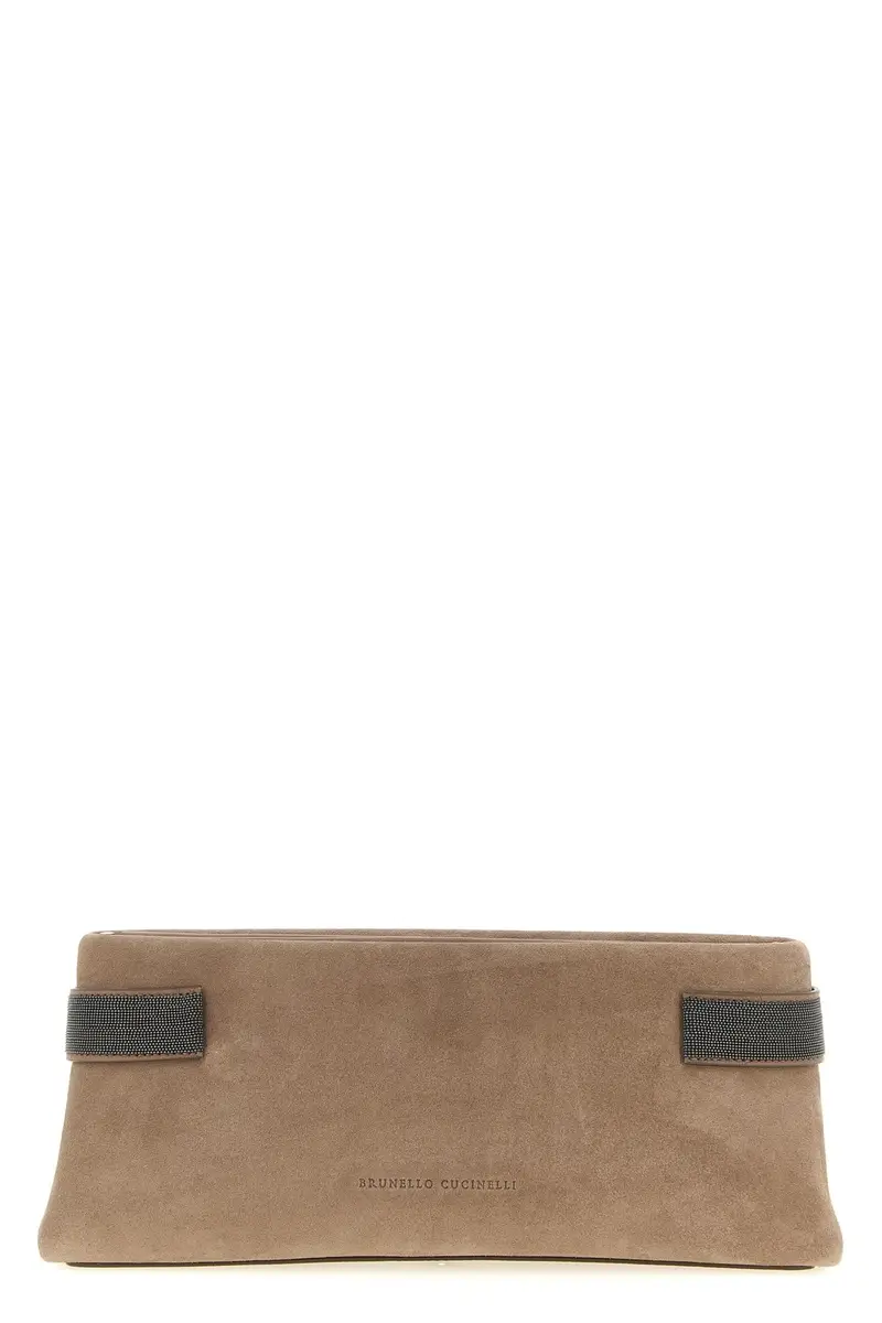 Brunello Cucinelli Pouch Essence beige in suede