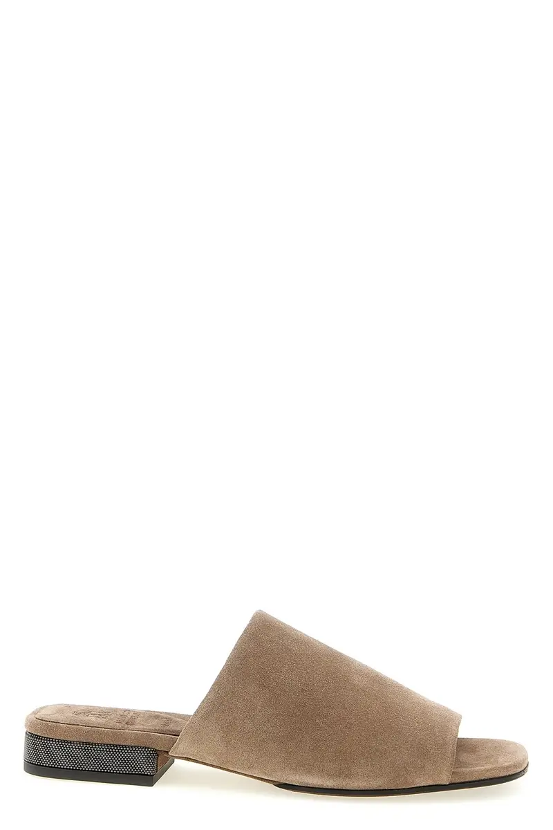 Sandalo Suede Monile Marrone