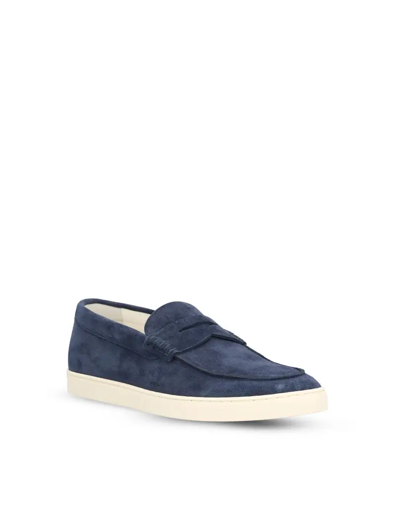 Sneakers Mocassino In Camoscio BLU miniatura 2