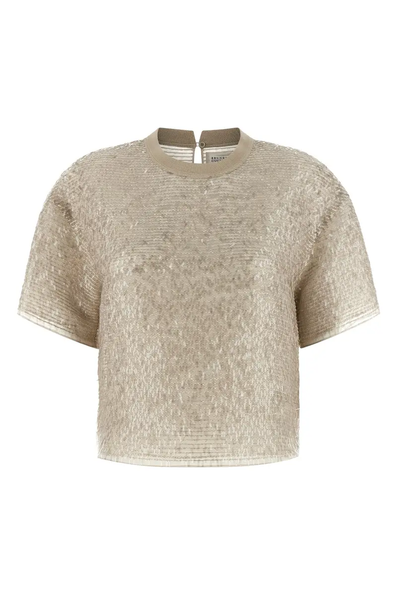 T-Shirt Dazzling Cascade Embroidery Beige