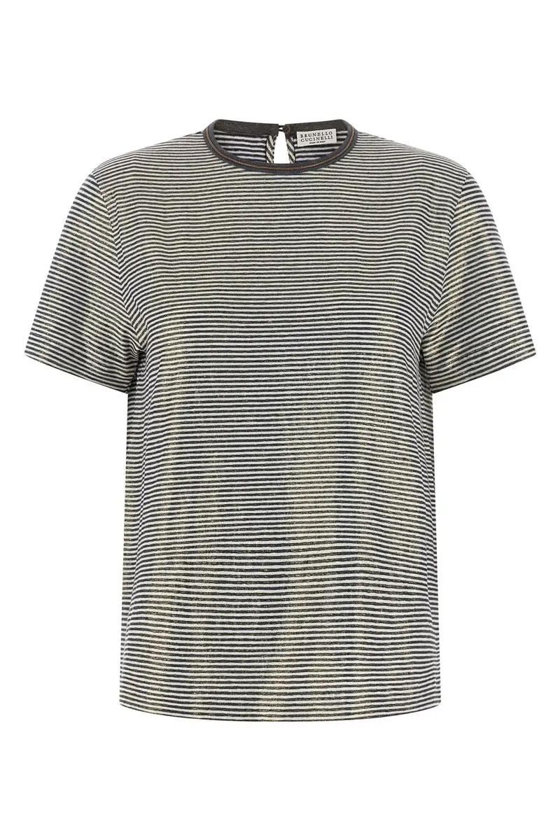 T-Shirt Shiny Collar Detail Multi