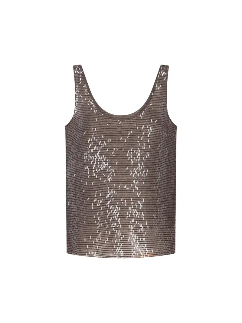 Top Con Paillettes MARRONE