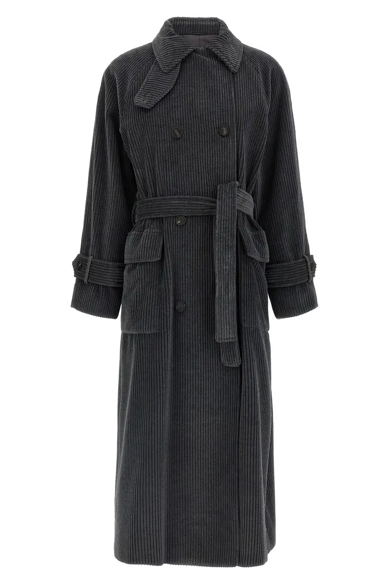 Trench Velluto Coste Grigio