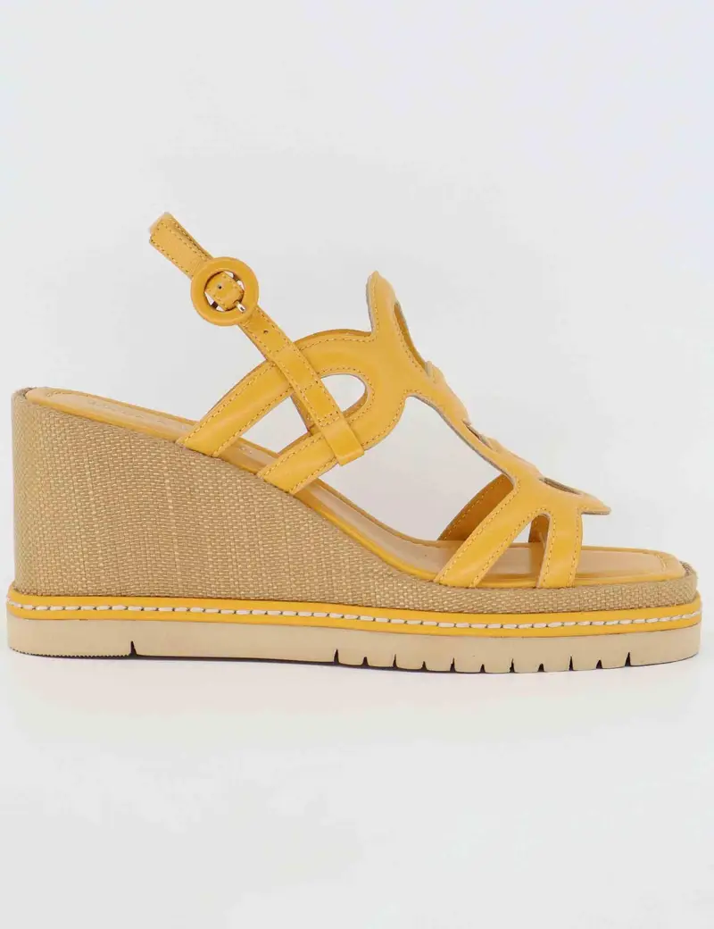 Bruno Premi Sandali donna in pelle gialla con zeppa alta in rafia Donna BL5403X 010