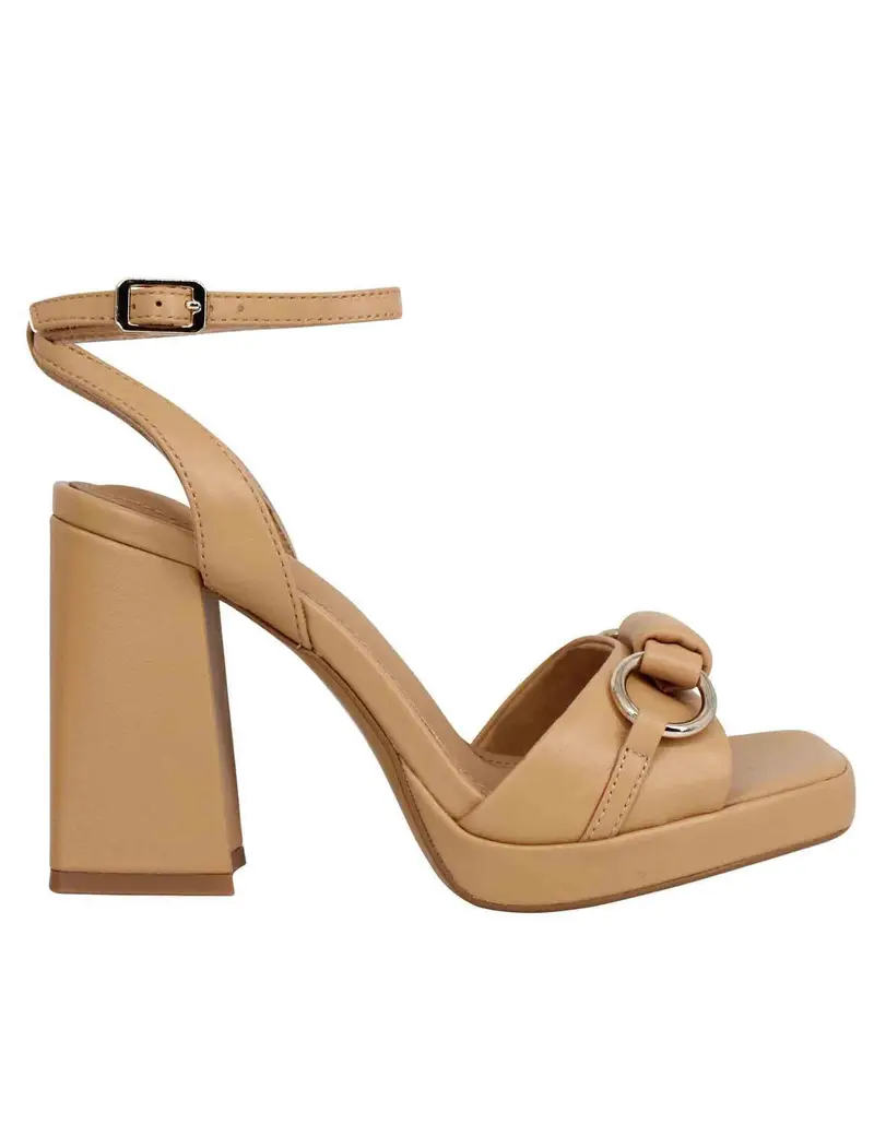 Sandali donna in pelle naturale con cinturino alla caviglia tacco alto e plateau Donna BH2802X 014