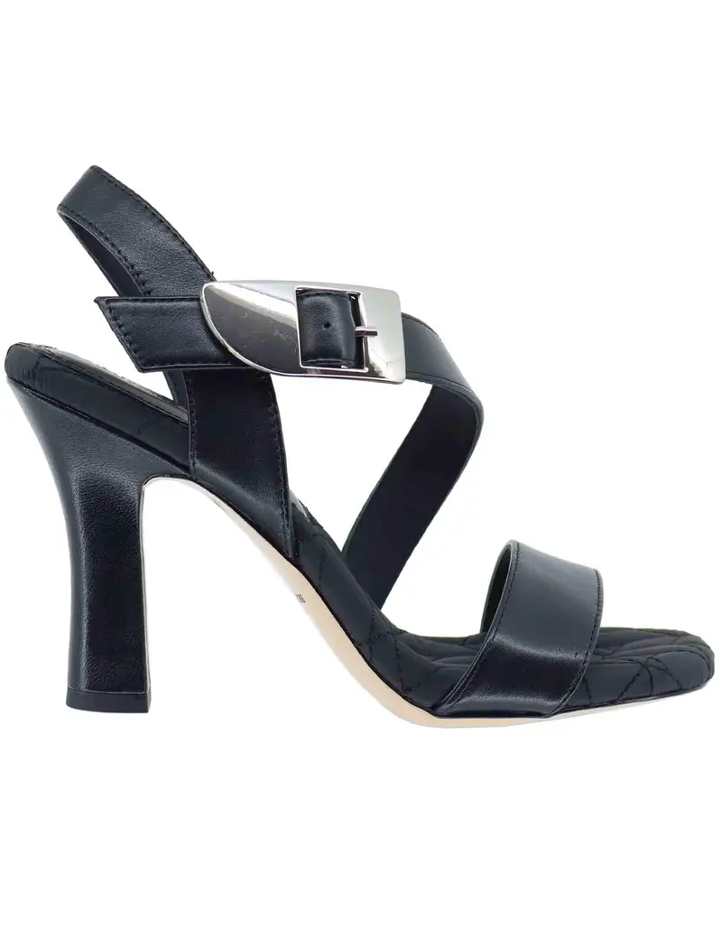 Sandali donna in pelle nera tacco alto con fibbia oro Donna BL5703X 001