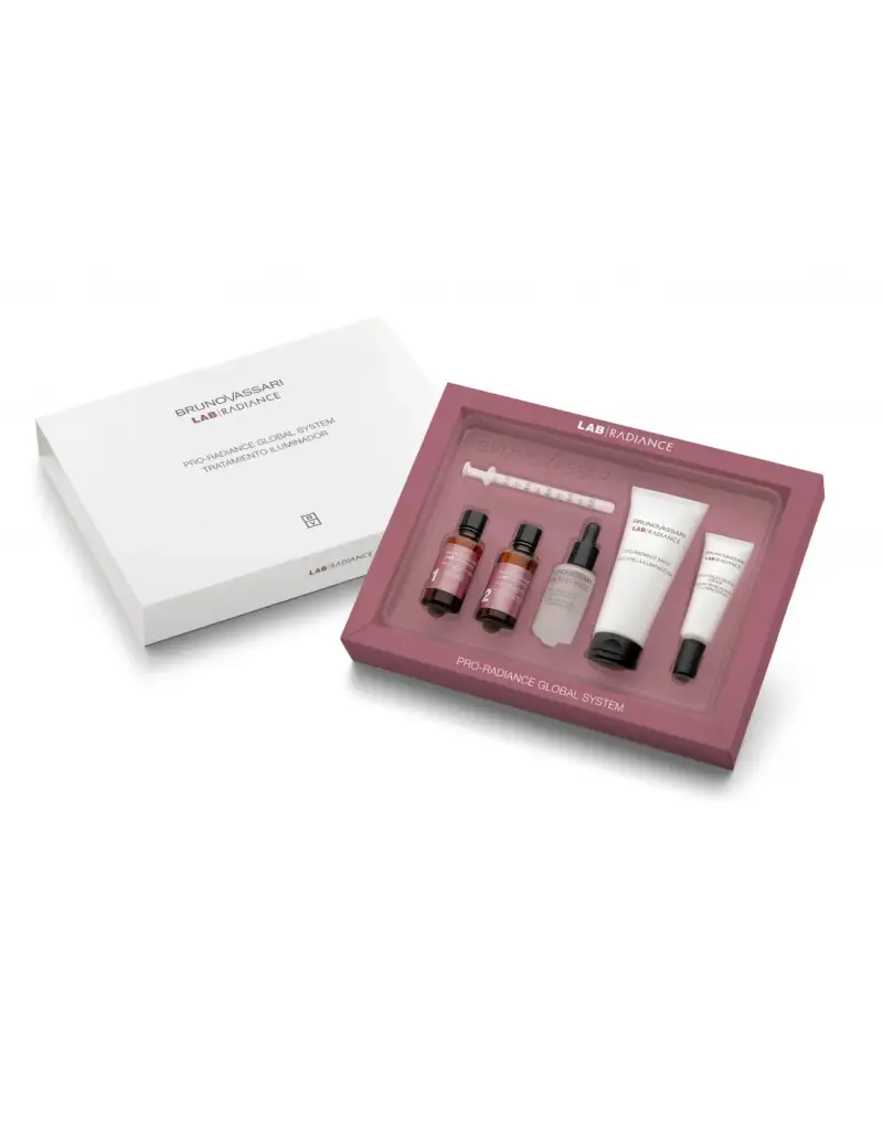 Set Pro-Radiance Global System Bruno Vassari Lab Radiance Crema Illuminante Viso 100 ml + Lab Radiance Maschera in Crema Viso 30 ml + Detergente Esfo