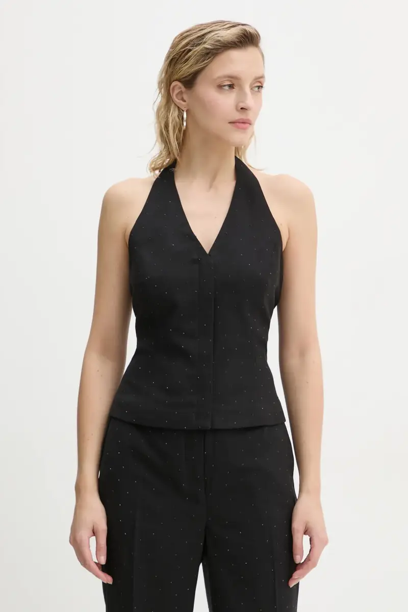 camicetta con aggiunta di lana colore nero con applicazione BBW4266 miniatura 4