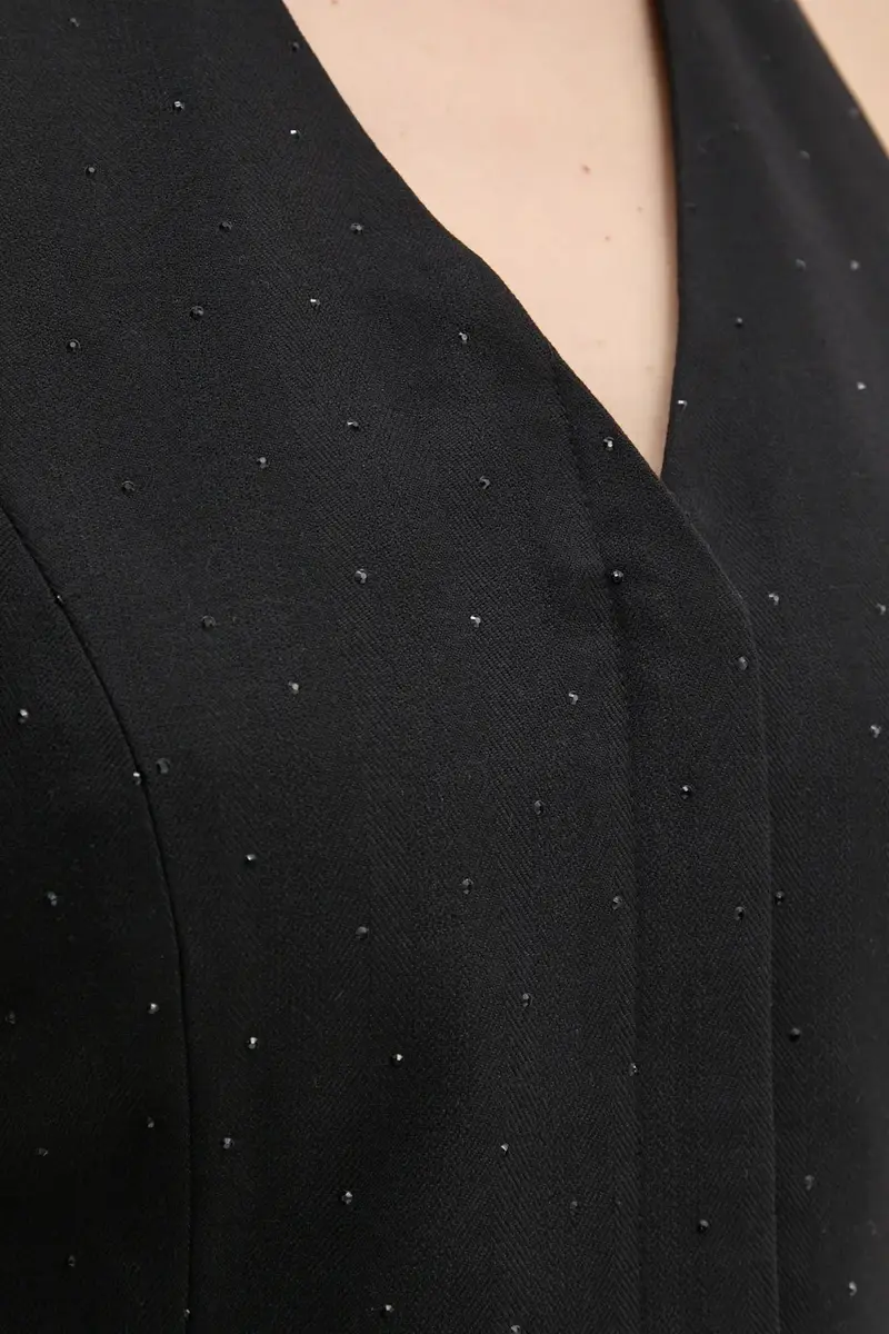 camicetta con aggiunta di lana colore nero con applicazione BBW4266 miniatura 5