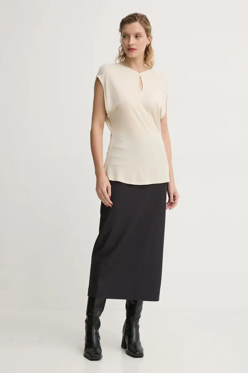 camicetta donna colore beige BBW4214 miniatura 2