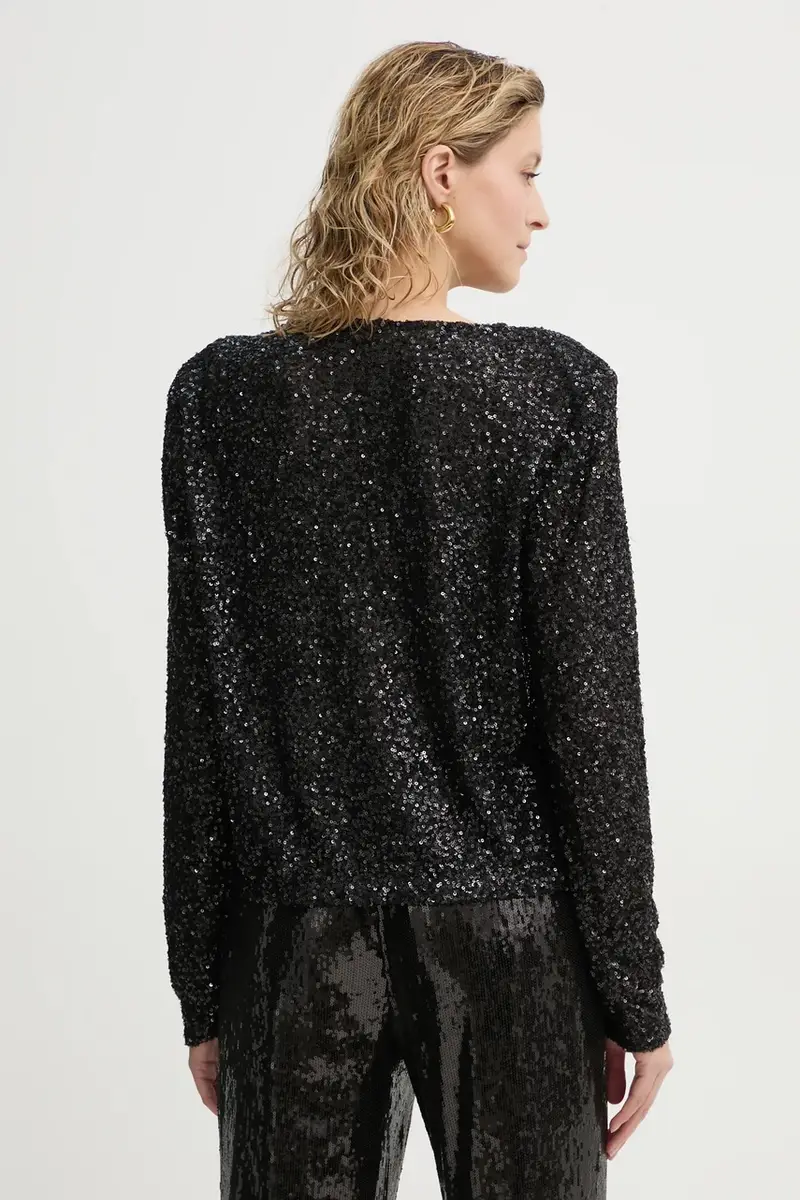 camicetta donna colore nero con applicazione BBW4193 miniatura 3