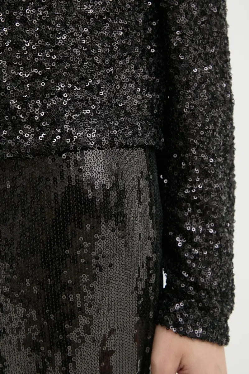 camicetta donna colore nero con applicazione BBW4193 miniatura 5