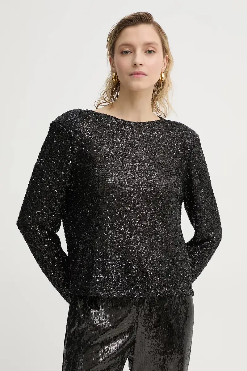 camicetta donna colore nero con applicazione BBW4193