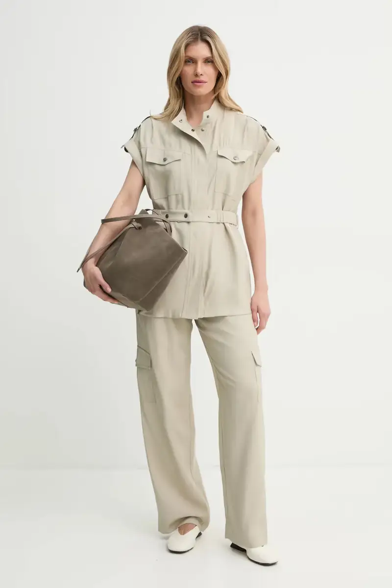 camicia donna colore beige BBW4339 miniatura 2