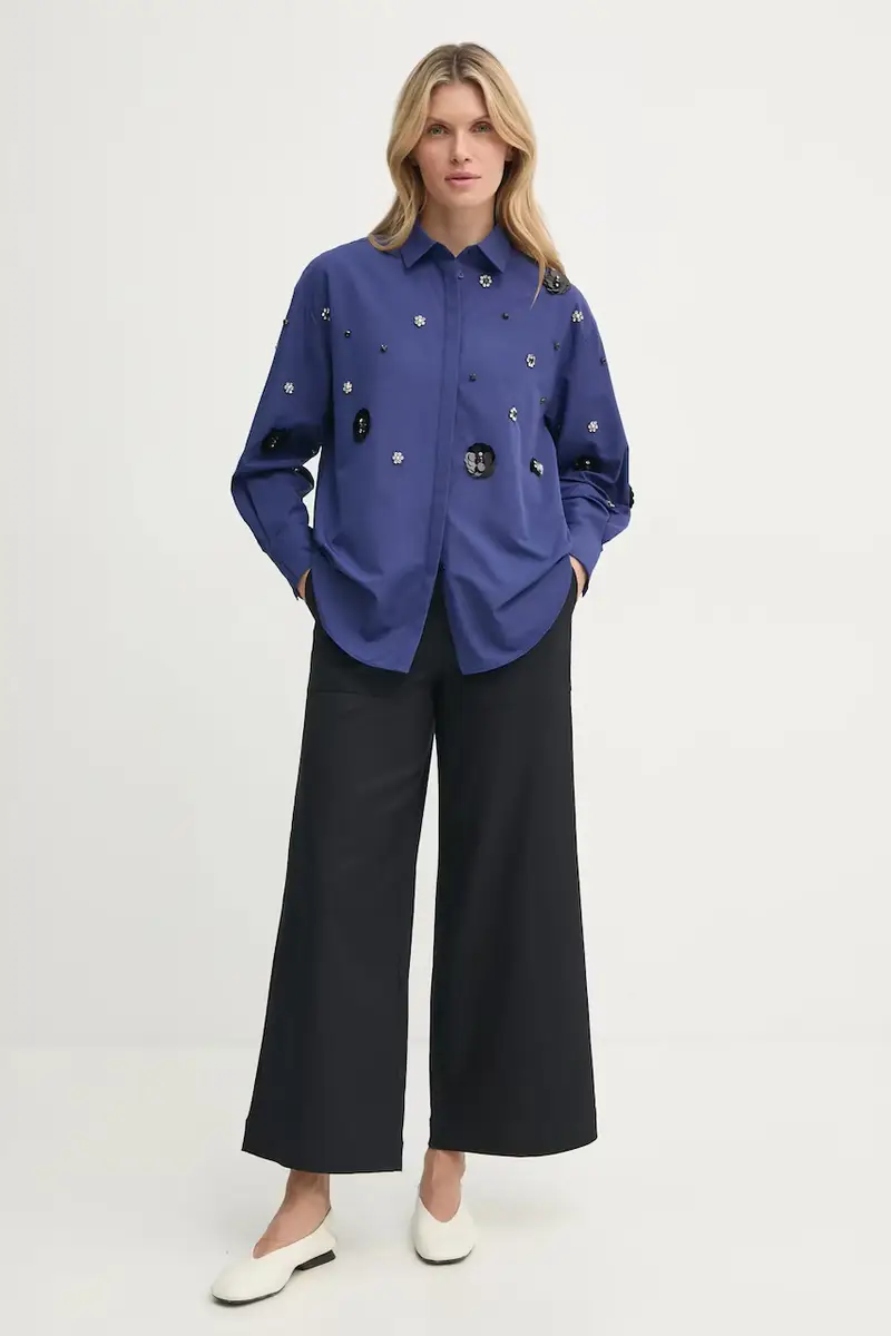 camicia donna colore blu navy BBW4201 miniatura 2