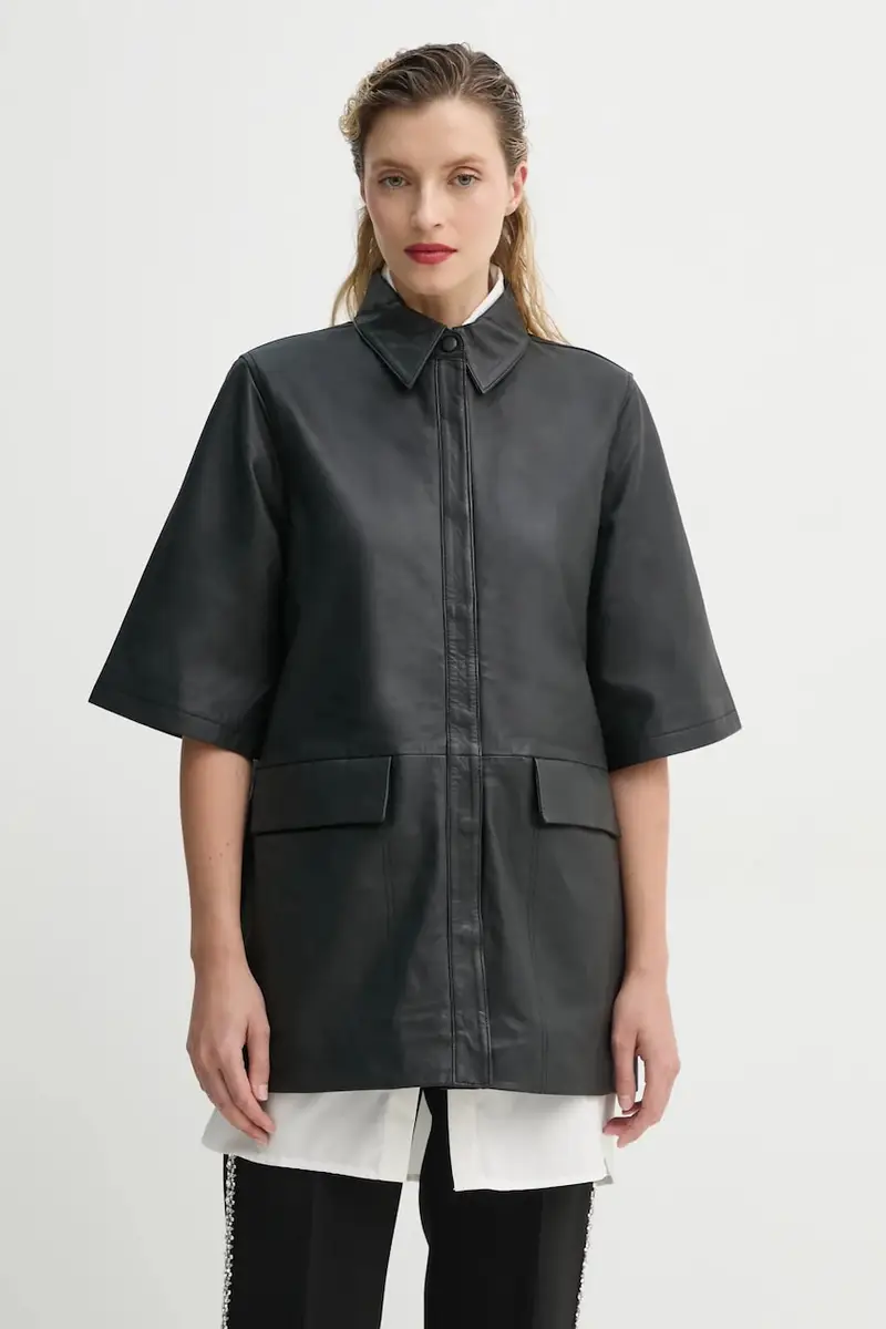 giacca in pelle colore nero BBW4358