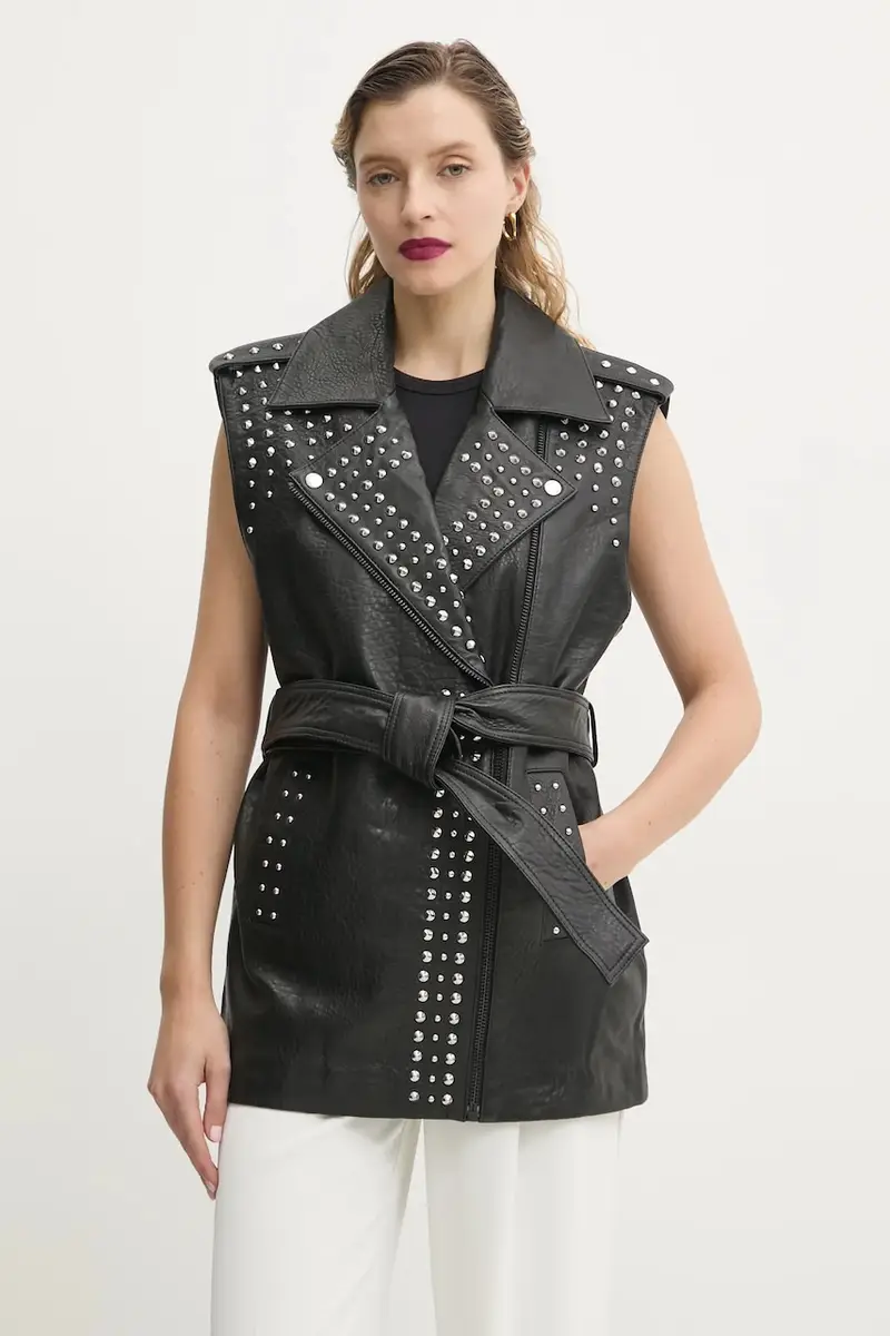 gilè in pelle donna colore nero BBW4350