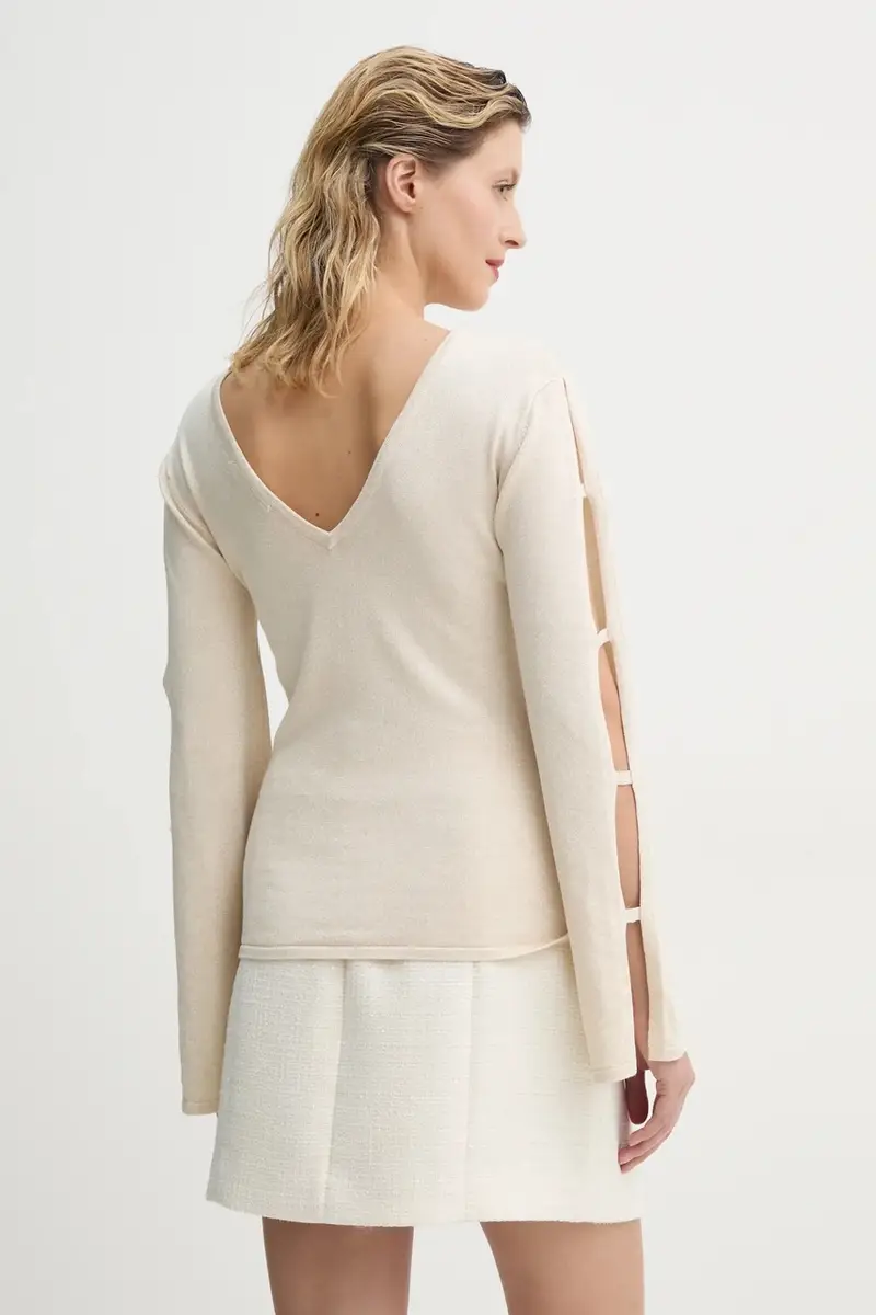 maglione donna colore beige BBW4331 miniatura 3