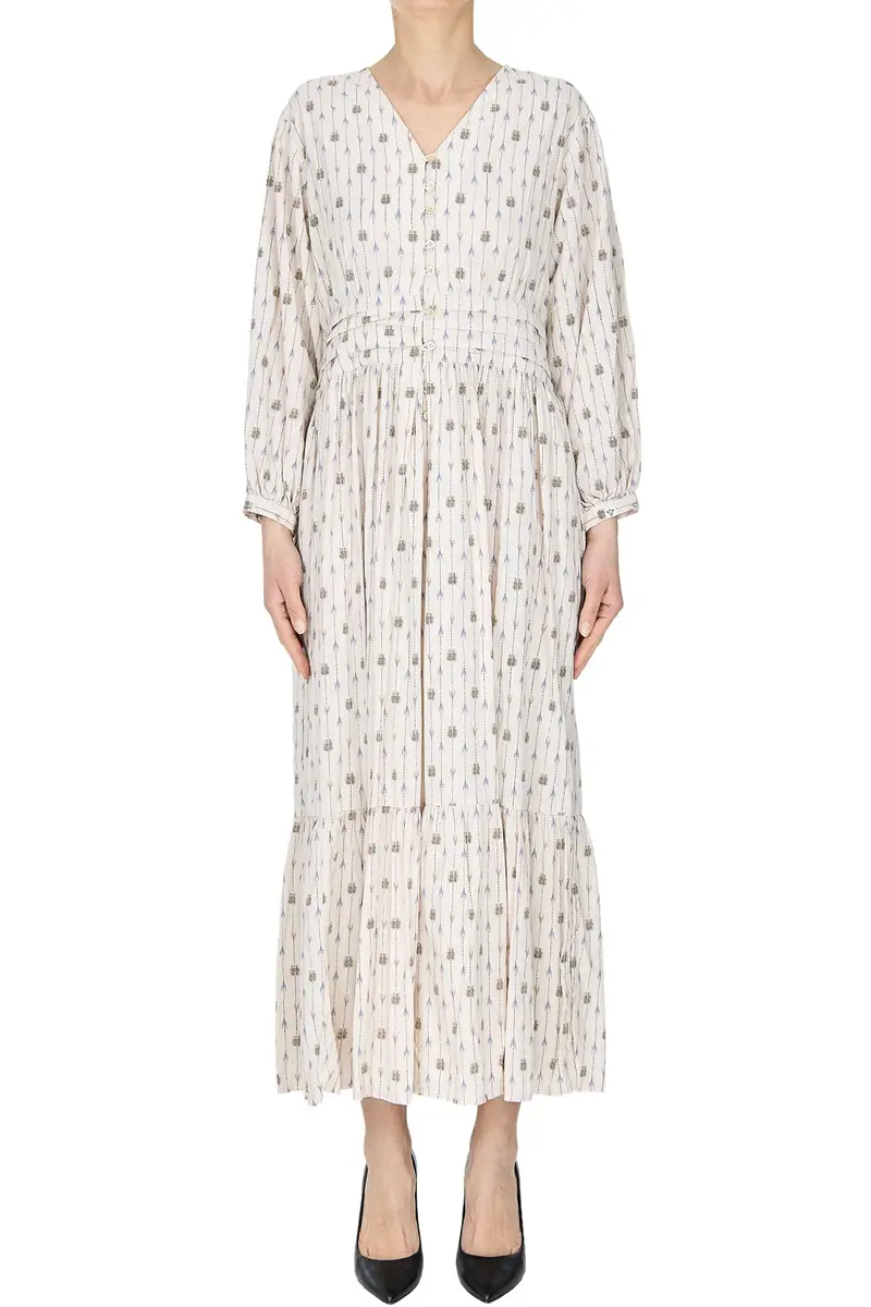 Abito in cotone con ricami Beige