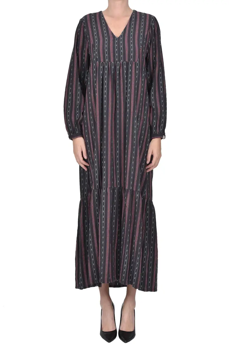 Abito lungo in cotone ricamato Multicolore