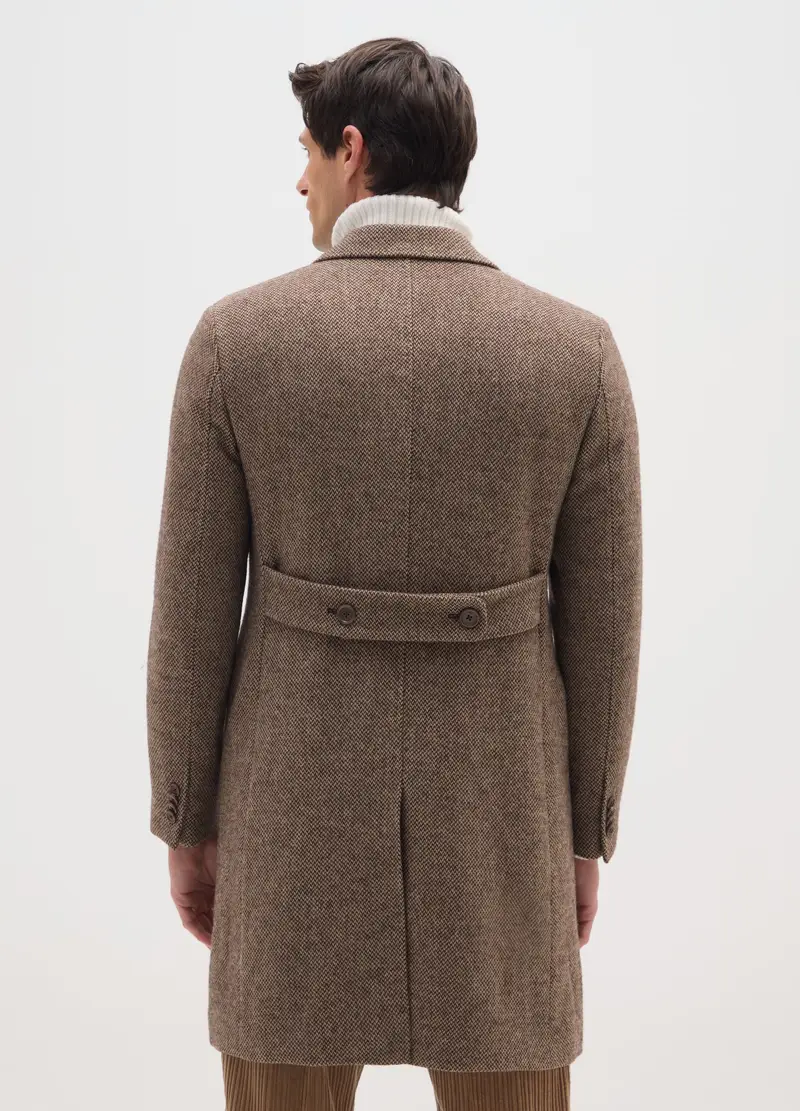 Cappotto Lungo A Quadri Marrone Regular Fit, Uomo, Marrone miniatura 3