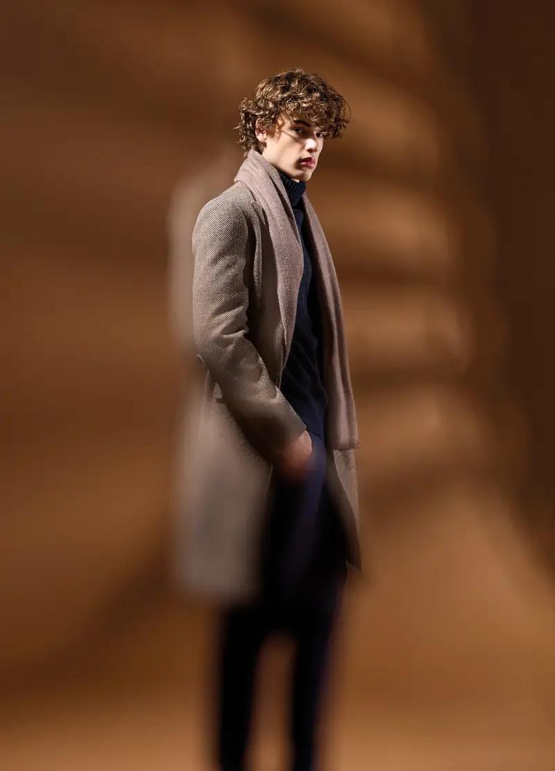 Cappotto Lungo A Quadri Marrone Regular Fit, Uomo, Marrone