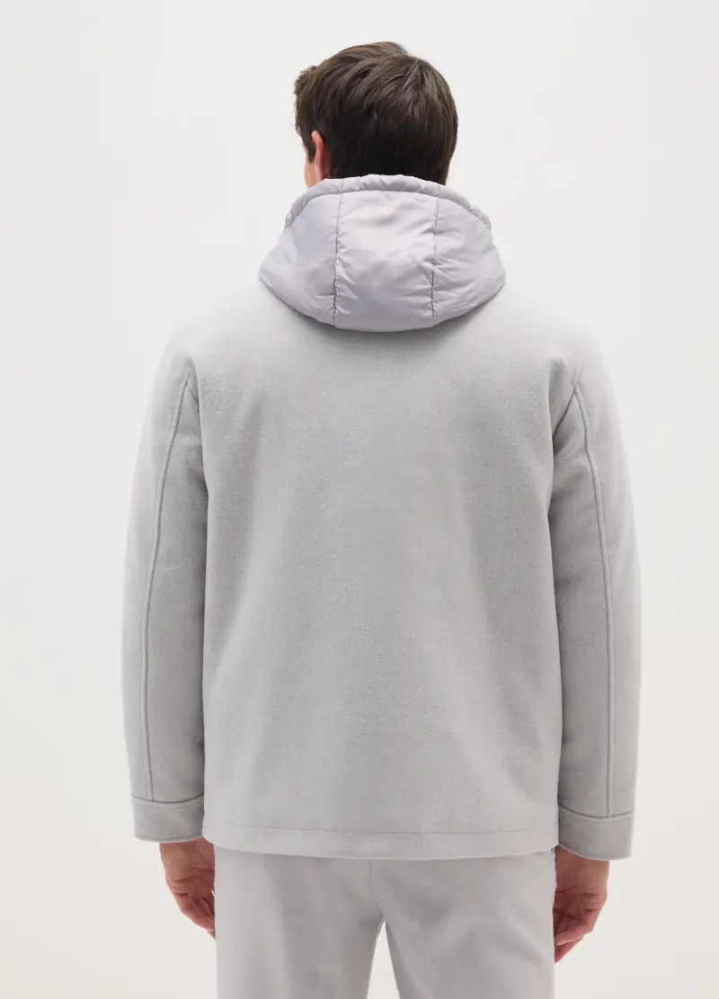 Giacca Imbottita Grigia Regular Fit Con Cappuccio, Uomo, Grigio miniatura 3