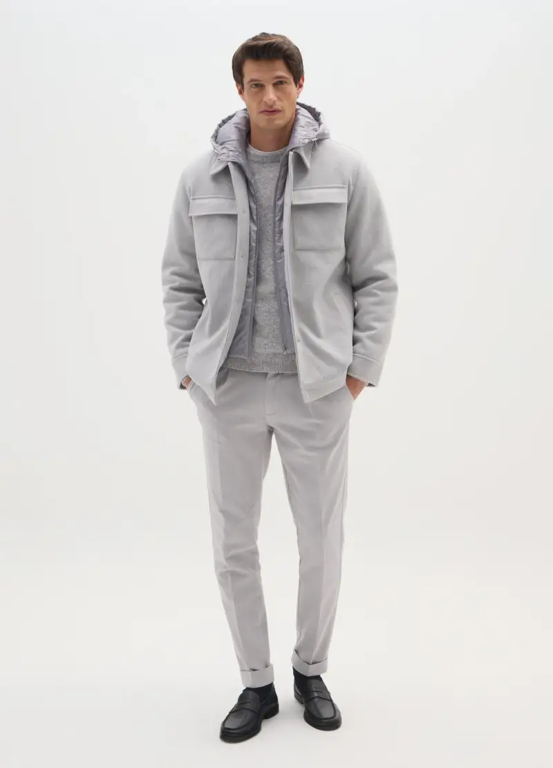 Giacca Imbottita Grigia Regular Fit Con Cappuccio, Uomo, Grigio