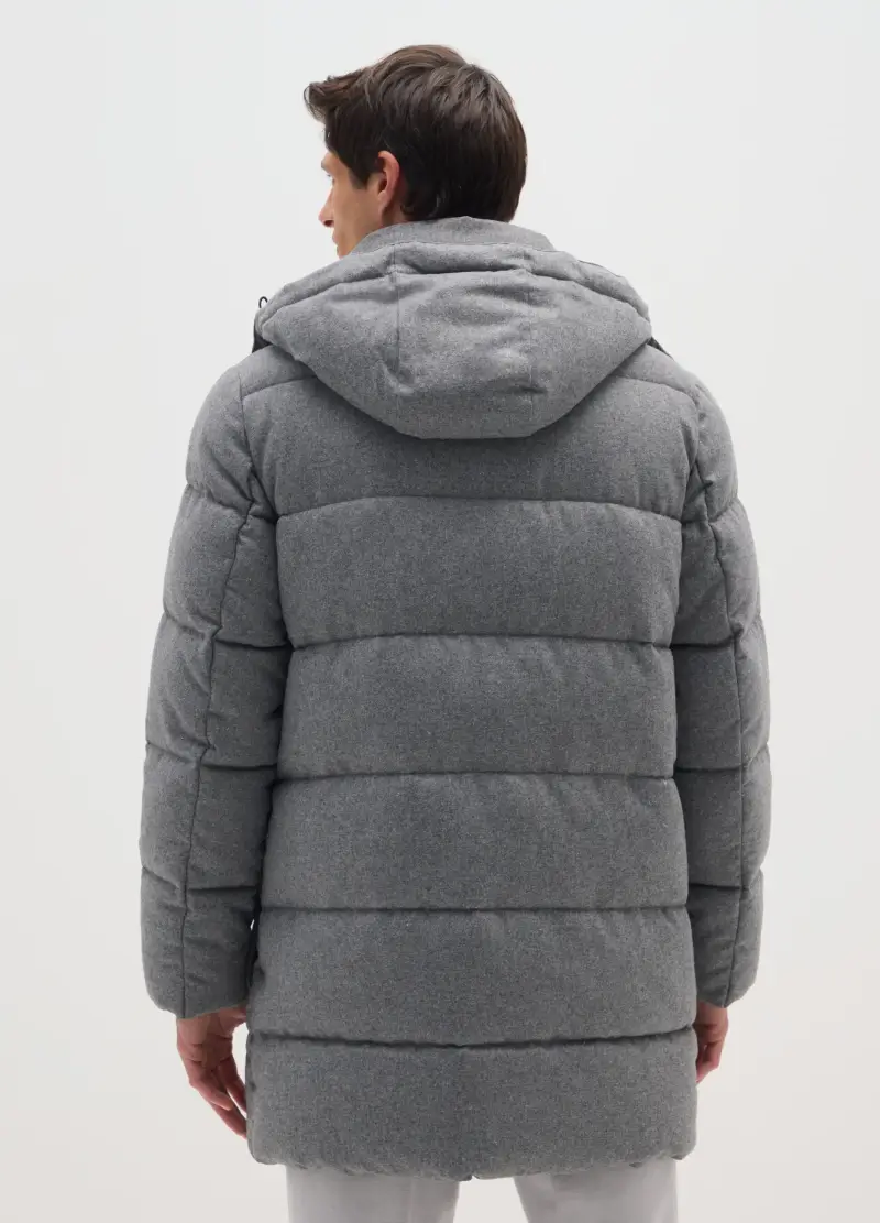 Giacca Imbottita Lunga Grigia Regular Fit, Uomo, Grigio miniatura 3