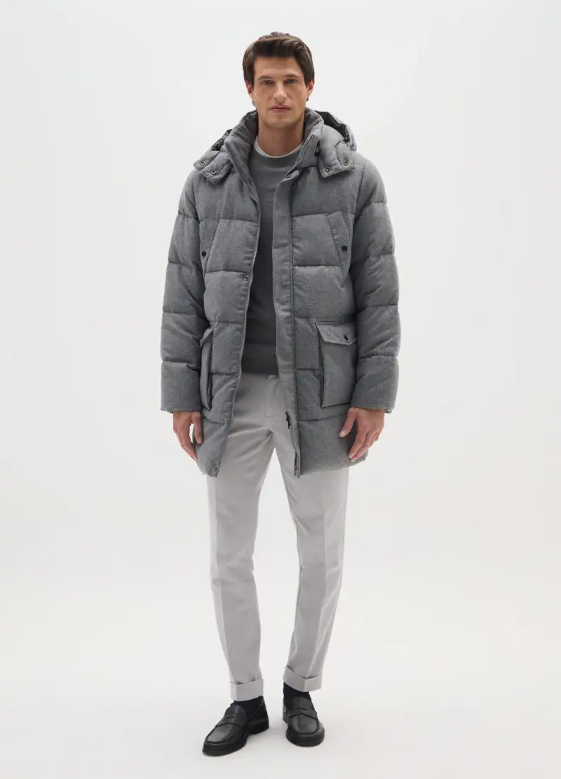 Giacca Imbottita Lunga Grigia Regular Fit, Uomo, Grigio