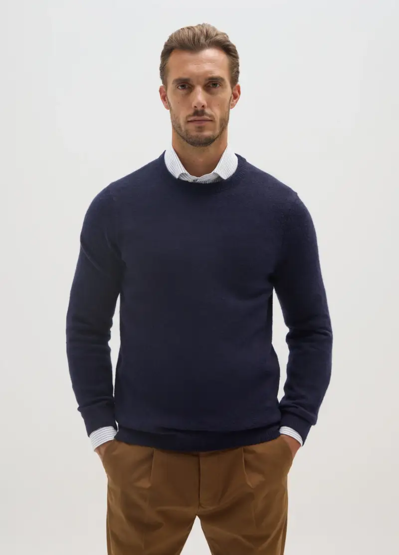 Maglione A Girocollo Blu Regular Fit, Uomo, Blu miniatura 2