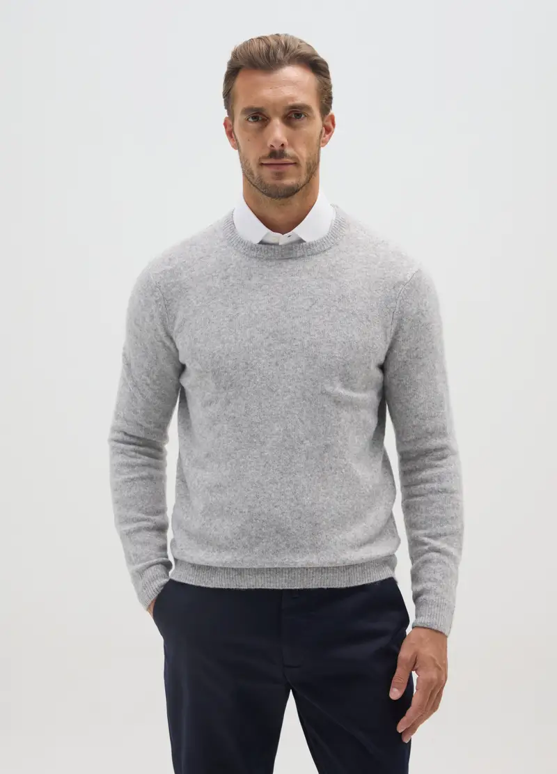 Maglione A Girocollo Grigio Regular Fit, Uomo, Grigio miniatura 2