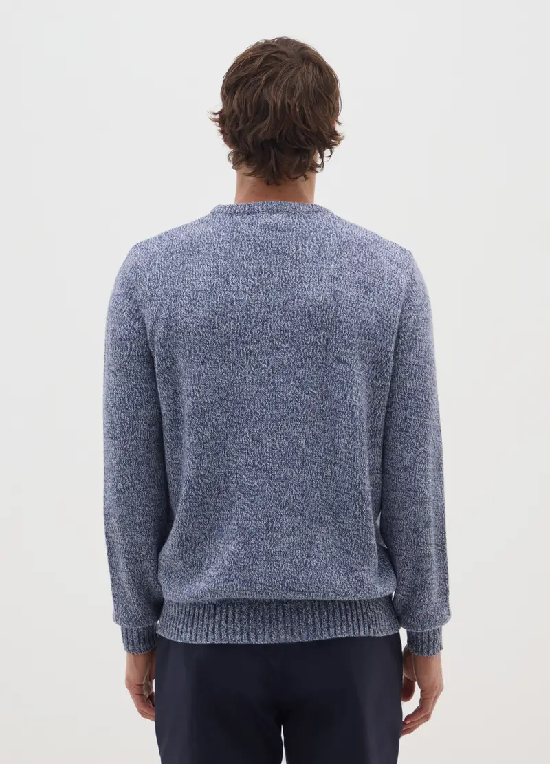 Maglione Girocollo Blu Chiaro In Misto Lana, Uomo, Blu miniatura 3