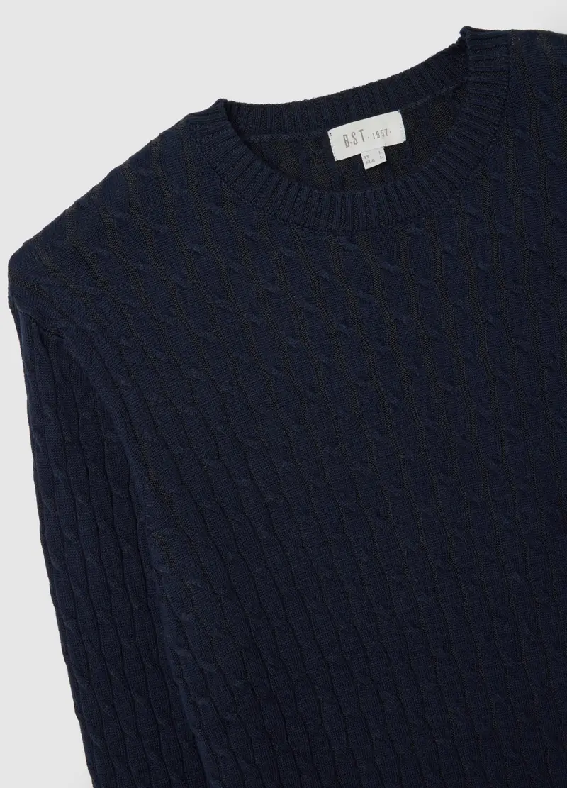 Maglione In Puro Cotone Blu Regular Fit, Uomo, Blu miniatura 2