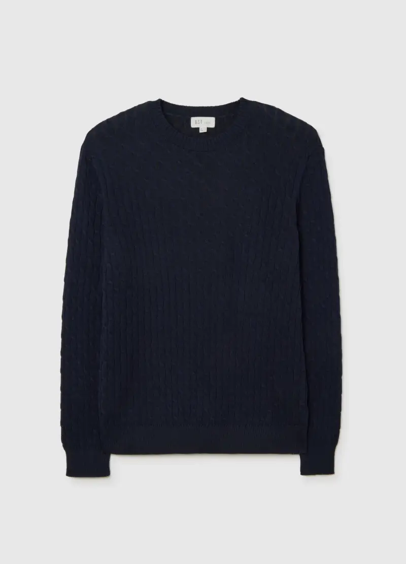 Maglione In Puro Cotone Blu Regular Fit, Uomo, Blu