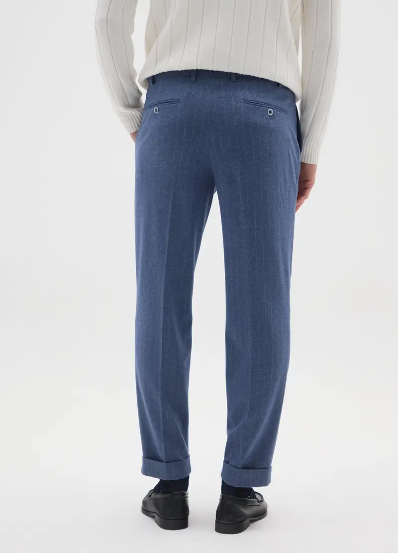 Pantaloni Blu A Righe Vestibilità Slim, Uomo, Blu miniatura 3