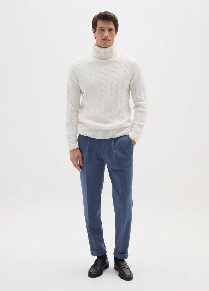 Pantaloni Blu A Righe Vestibilità Slim, Uomo, Blu