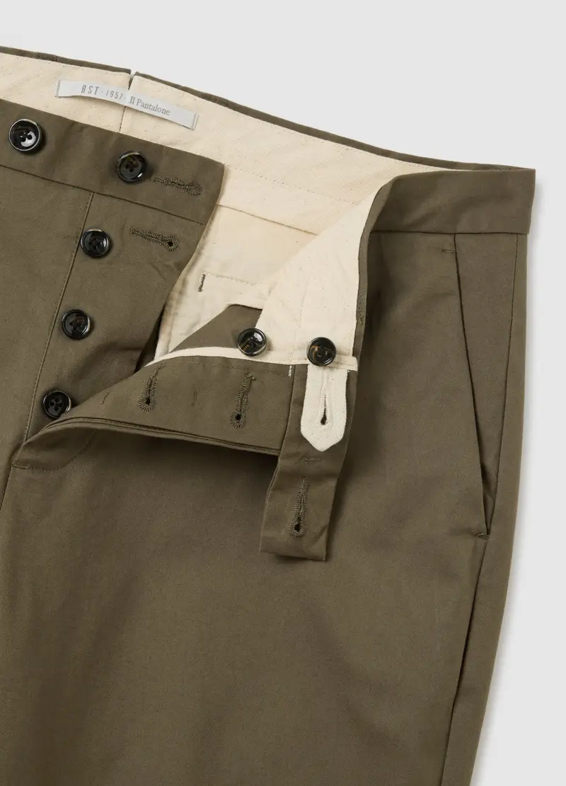 Pantaloni Chino Verdi In Misto Cotone Elasticizzato Slim Fit, Uomo, Verde miniatura 2