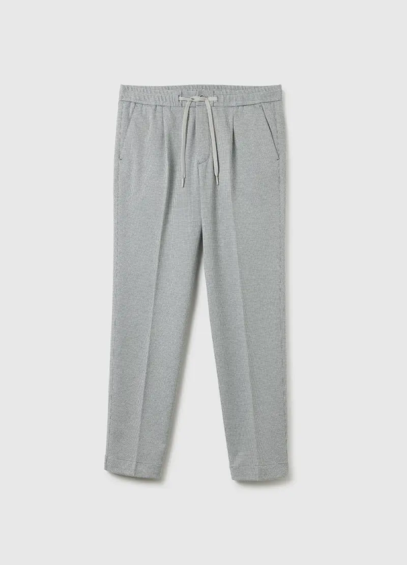 Pantaloni Grigi Slim Fit Pied De Poule, Uomo, Multicolor